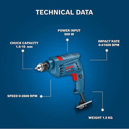LX INDIA Drill Kit BOSCH GSB 10 RE Corded-Electric Tool Kit | 100-piece Tools Box Kit  Power Supply 500W