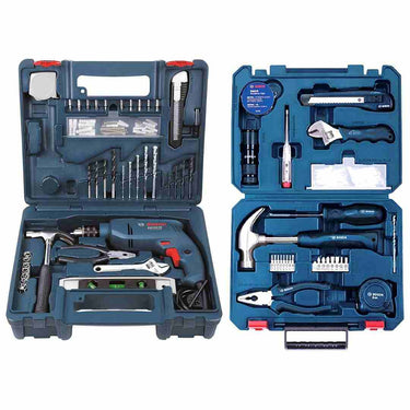 LXINDIA Drill Kit Bosch GSB 500W 500 RE Corded Electric Drill Tool Set (Blue) and Hand Tool Kit