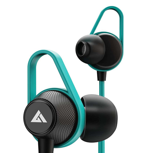 LX INDIA Headphones and Headsets Boult Audio Bassbuds Loop 2 Wired in Ear Earphones with Mic, Extra Bass with Customizable Ear Loop (Teal Blue)