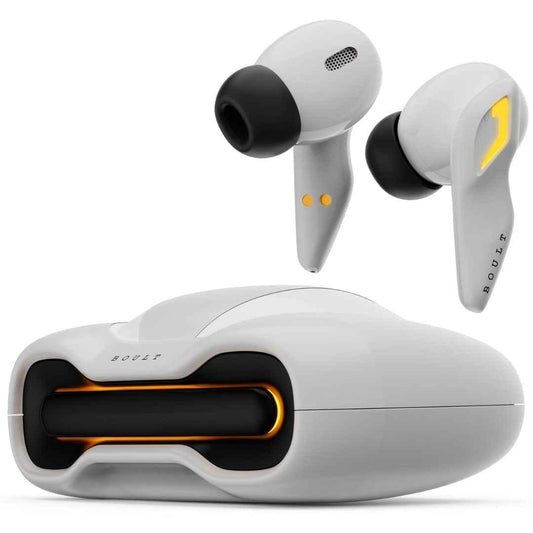 LXINDIA Earbuds Boult Audio UFO Truly Wireless in Ear Earbuds with 48H Playtime, 4 Mics ENC,13mm Bass Drivers (White Opal)