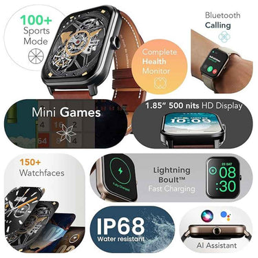 LXINDIA Smart Watch Boult Drift+ Smart Watch 1.85''HD Screen, Bluetooth Calling  and AI Voice Assistant (Black Coffee)