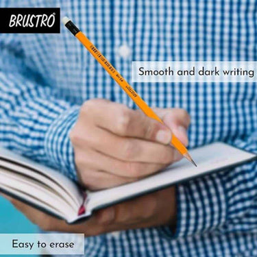 LXINDIA Pencil BRUSTRO 2 HB Extra Dark Pencil with Eraser Tip (24 Pencils)