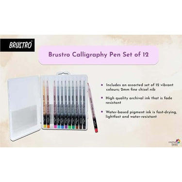 LXINDIA Sketch Pen BRUSTRO Calligraphy Pen Set of 12 Colours