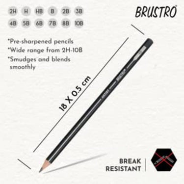 LXINDIA Pencil BRUSTRO Fine Art Graphite Pencil Set 10B  2H  Pack of 12