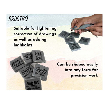 LXINDIA Eraser BRUSTRO kneadable art eraser pack of 4 with Cretacolor blending stump set of 5