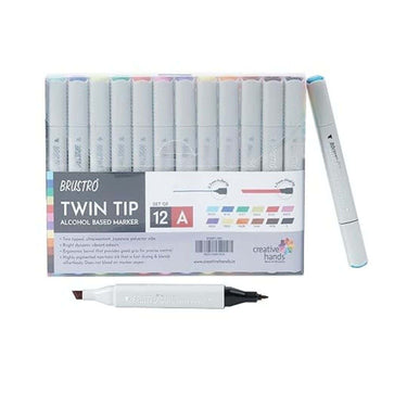 LXINDIA marker BRUSTRO Twin Tip Alcohol Based Marker (Set of 12)