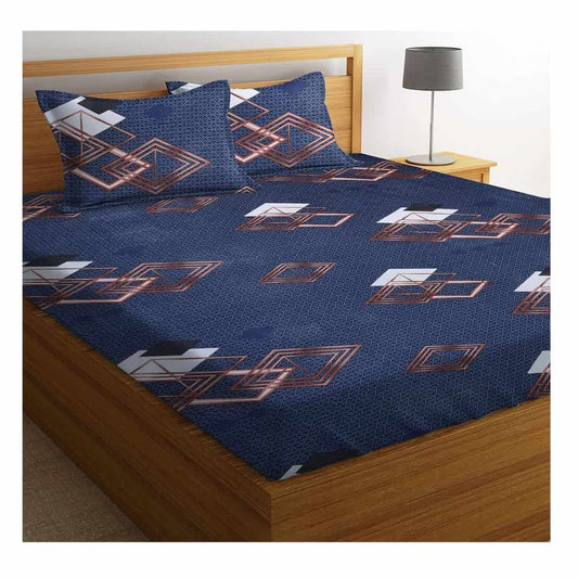 LX INDIA Bedsheet BSB HOME Cotton Double Bedsheet for Double Bed (Dark Blue)