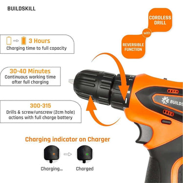 LXINDIA Corded and Cordless Drills Buildskill Cordless Drill Machine 12V Drilling Machine