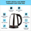 LXINDIA Kettle Butterfly EKN 1.8L 1500 Watt Electric Kettle (Stainless Steel)