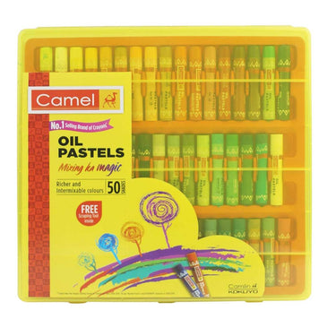 LXINDIA Crayons Camel Oil Pastel with Reusable Plastic Box 50 Shades