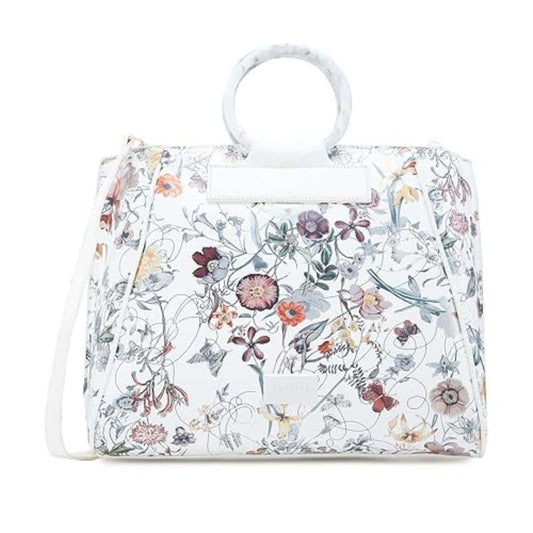 LXINDIA Bag Caprese Fiorella Satchel, White-Large Shoulder Bag for Women with Adjustable Sling Strap