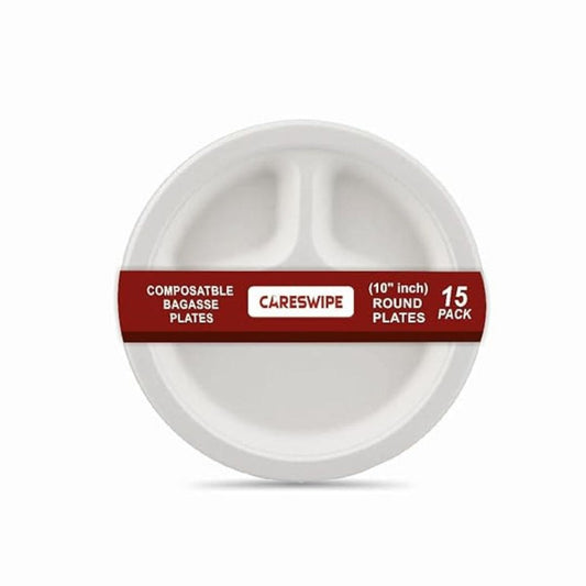 LX INDIA paper plates Careswipe Paper Plates - 3 Compartment, Eco-Friendly Disposable Plates