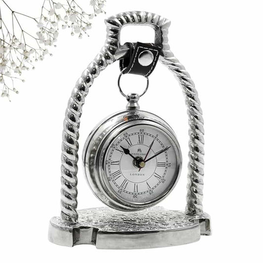 LX INDIA Antique Table clock Sliver Carfar Vintage Hanging Table Clock with Stand