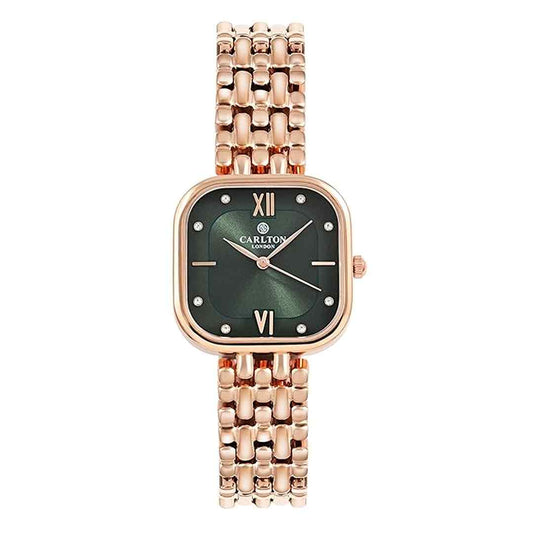 LX INDIA Analog Watch Carlton London Women Stainless Steel Analog Watch (Gold-Green)