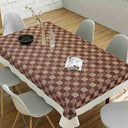 LXINDIA Table Cloth CASA NEST PVC Table Cover (Beige and Brown) Squares