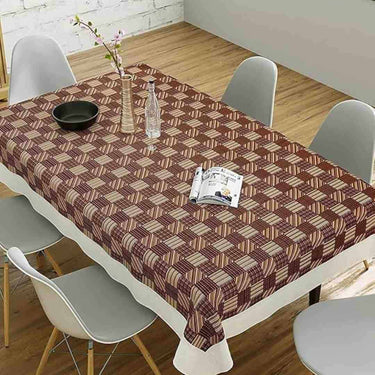 LXINDIA Table Cloth CASA NEST PVC Table Cover (Beige and Brown) Squares