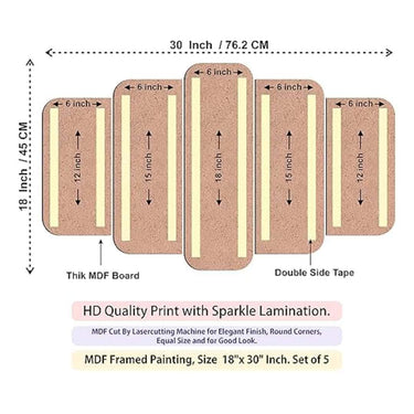 LXINDIA photo frame Casa Rica Wood Last Supper Of Jesus Christ Photo Frame Painting Set Of 5 Mdf (Fga 005)