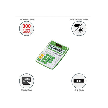 LX INDIA Calculators Casio MJ-12VCb-GN 300 Steps Check & Correct Colourful Desktop Calculator (Green)