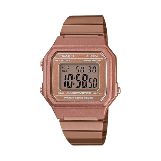 LX INDIA Digital Watches Casio Unisex-Adult Vintage B650WC-5ADF Rose Gold Digital Dial