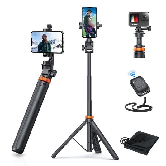 LX INDIA Mobile Tripods Celfiexpt 62“ Selfie Stick Tripod with Bluetooth Remote Multiple Mount Tripod Stand