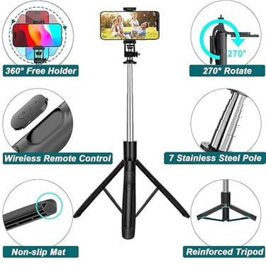 LXINDIA Selfie Sticks Celfiexpt Long Selfie Stick with Tripod Stand 62 inch