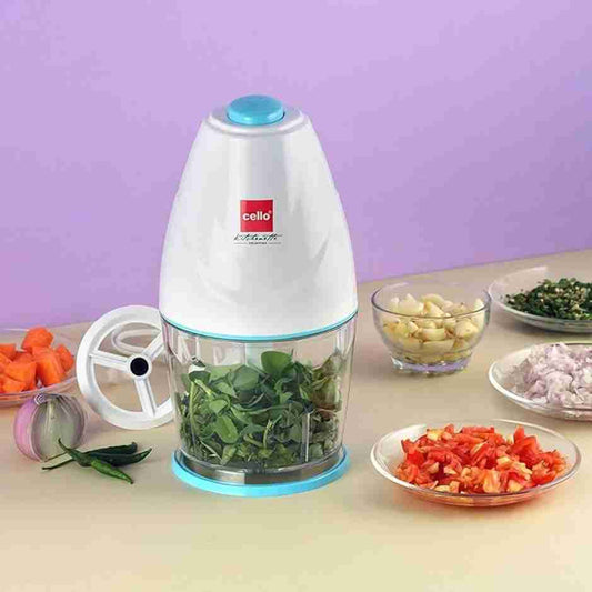 LX INDIA Chopper Cello Chop-N-Chop Slice Multi Functional Electric Chopper (White & Blue)