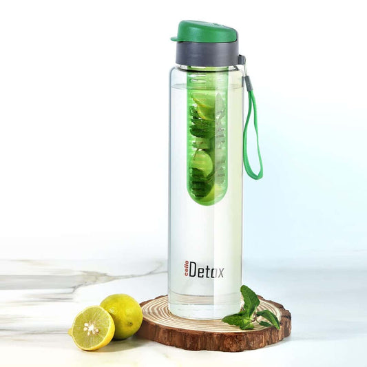 LXINDIA bottle CELLO Detox Infuser Glass Water Bottle 750ml Green