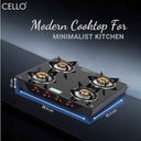 LXINDIA Gas Cooktop Cello Regal Premium Brass Gas Open Cooktop (4 Burner)