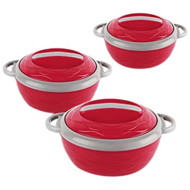 LXINDIA Hot Pot CELLO Stainless Steel Casserole Set of 3 (500ml 1000ml 1500ml) Red