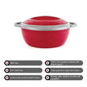 LXINDIA Hot Pot CELLO Stainless Steel Casserole Set of 3 (500ml 1000ml 1500ml) Red