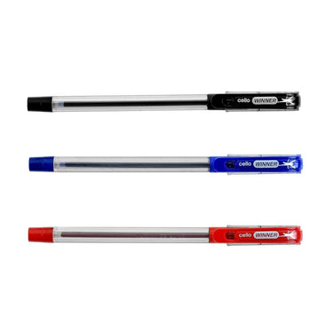 LXINDIA Pens Cello Winner Assorted Ball Pen Set Pack of 60 (50 Blue 7 Black 3 Red ink)