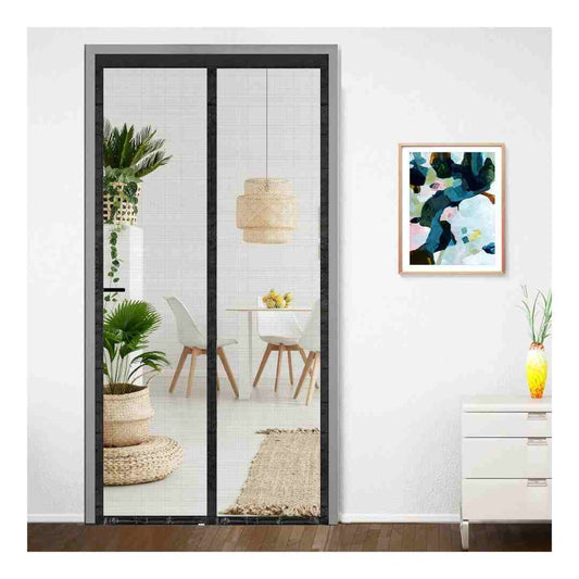 LX INDIA Mosquito Net Screen Classic Mosquito Net for Door Fiberglass Magnetic Curtain Auto Closing (200X100cms)