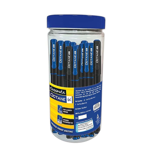 LXINDIA Pens Classmate Octane Blue and Black Gel Pens (Pack of 25)