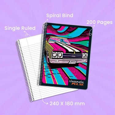 LXINDIA Note Book Classmate Pulse Single Subject Spiral Notebook (Pack of 2) (200 Pages)