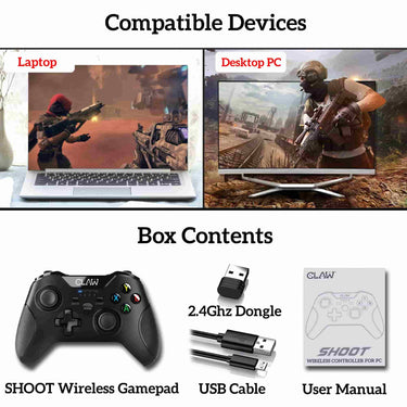 LXINDIA Gaming Pad CLAW Shoot Wireless 2.4Ghz USB Gamepad (Does not have Bluetooth || Not for Mobile)