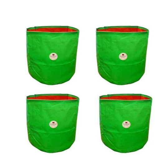 LX INDIA Grow Bags cocogarden HDPE UV Protected Green Round Shaped Grow Bags 18X18 inch (Pack of 4)