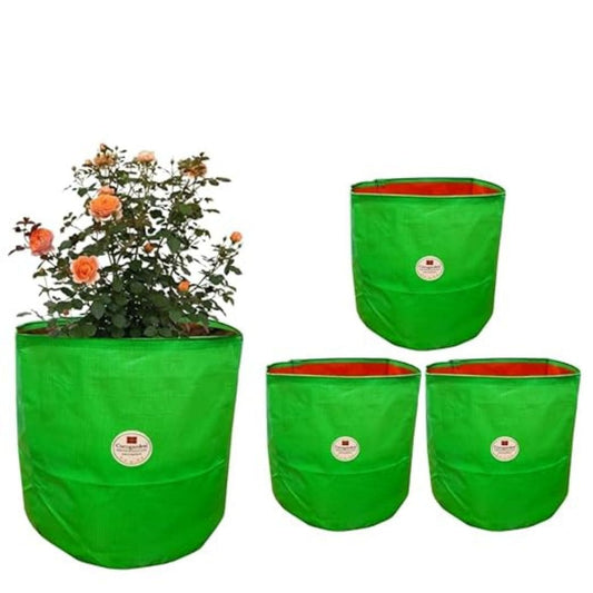 LX INDIA Grow Bags COCOGARDEN HDPE UV Protected Green Round Shaped Grow Bags 9X9 inch (Pack of 4)