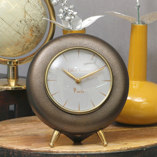 LX INDIA Antique Table clock COCOVEY Copper Round 20CM Diameter Handmade Antique Table Clock