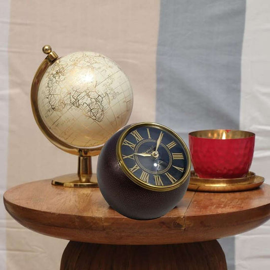 LX INDIA Antique Table Clocks COCOVEY Round Shape 15CM Diameter Handmade Antique Table Clock