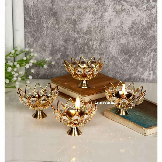 LX INDIA Diyas Collectible India Diwali Diya Crystal Round Akhand Diya