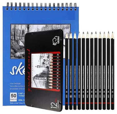 LXINDIA Pencil Corslet Pack of 13 Artist Pencil ( B 2b 3b 4b 5b 6b 7b 8b Hb H 2h F)