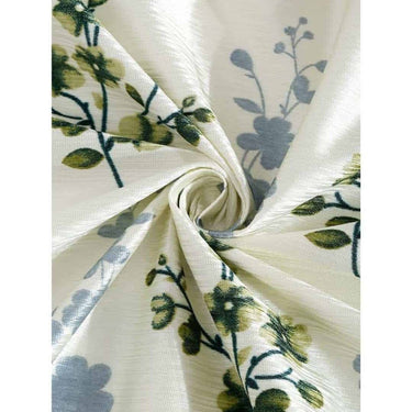 LXINDIA Curtains Cortina 2 Piece Floral Design Panel Eyelet Polyester Window Curtains 5 Feet Green