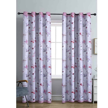 LXINDIA Curtains Cortina Double Sided Printed Blackout Curtains 9 Feet White Heather