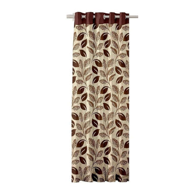 LXINDIA Curtains Cortina Modern Printed Polyester Eyelet Door Curtain Pack of 2 ( Brown) 9 Feet