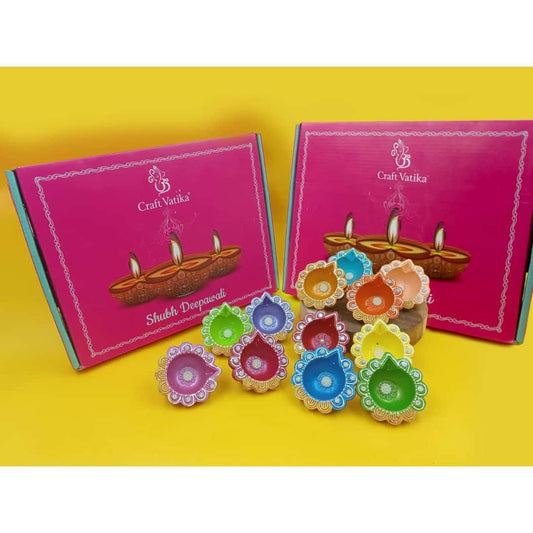 LX INDIA Diwali Diyas CraftVatika 24 Clay Diyas for Diwali Festival | Terracotta Diya Set Deepak Batti Diya