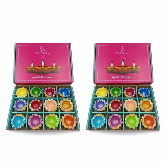 LX INDIA Diwali Diyas CraftVatika 24 Clay Diyas for Diwali Festival | Terracotta Diya Set Deepak Batti Diya