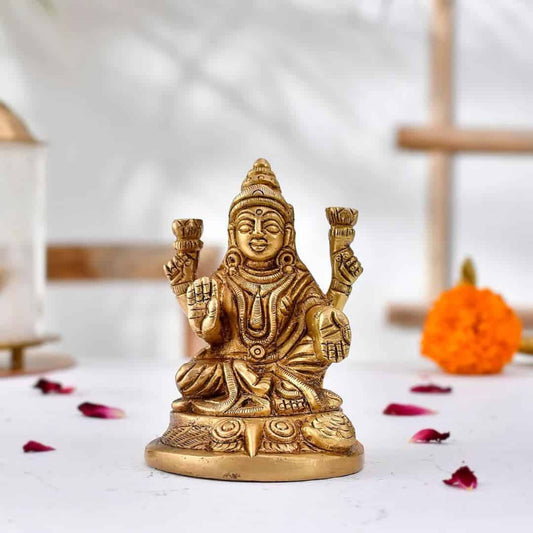 LXINDIA Show Piece CraftVatika Brass Maa Lakshmi Devi Idol Statue (3 Inch Height)