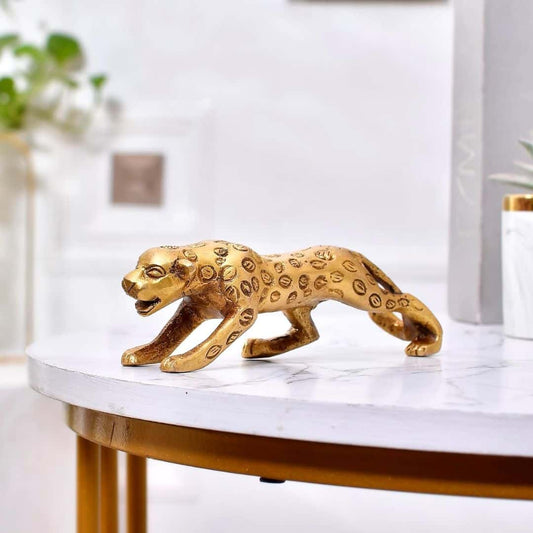 LXINDIA Show Piece CraftVatika Golden Panther Jaguar Sculpture