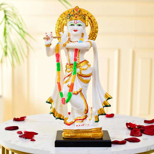 LXINDIA Show Piece CraftVatika Krishna Playing Flute Standing Murti Statue