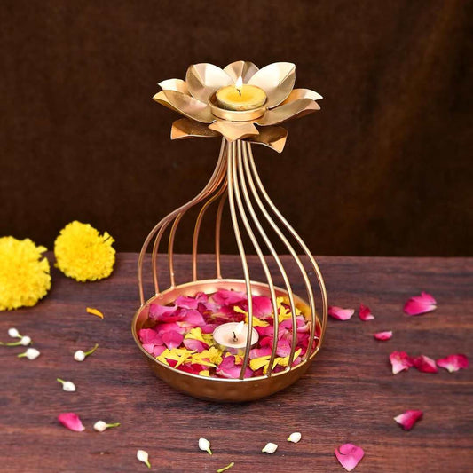LX INDIA Candle Holders CraftVatika Metal Lotus Tealight Candle Holder